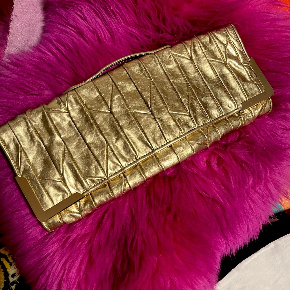 Gold Juicy Couture vintage leather oversized clutch